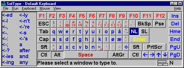 SofType keyboard with Norwegian character set.