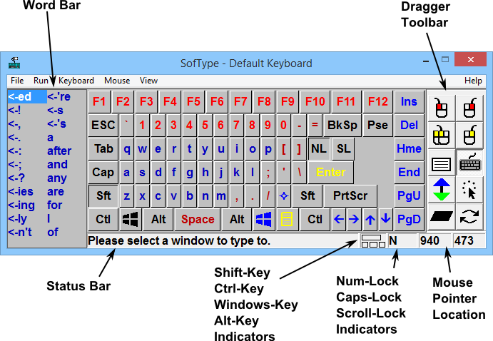 on screen keyboard with mouse